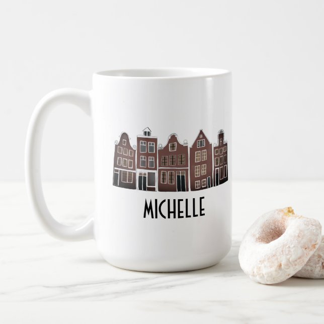 Taza De Café PERSONALIZADO Canal House Row Amsterdam Holland Ho (Con donut)