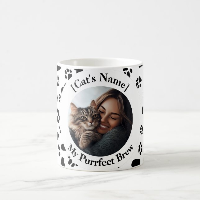 Taza De Café Personalizado Cat Lover Mug con foto y nombre (Centro)