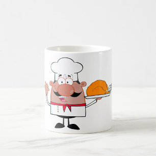 Taza De Café Personalizado Chef Holding Roast Turkey