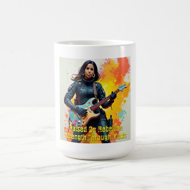 Taza De Café Personalizado Chica arte guitarista Inspirador (Centro)