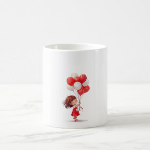 Taza De Café Personalizado Chica lindo con peluche de globos