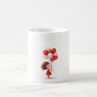 Taza De Café Personalizado Chica lindo con peluche de globos