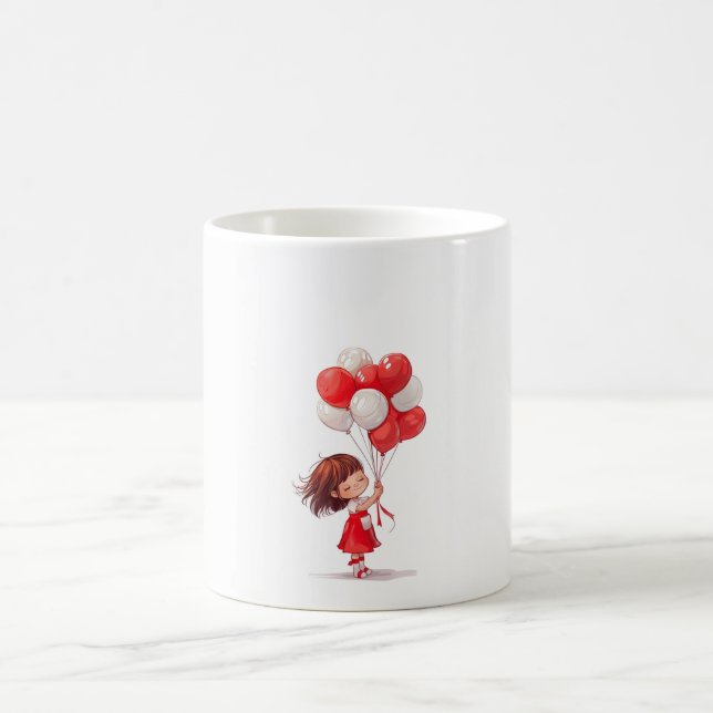 Taza De Café Personalizado Chica lindo con peluche de globos (Centro)