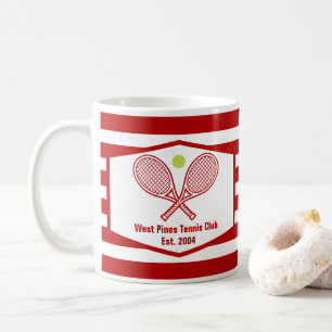 Taza De Café Personalizado Club Campestre de Tenis Red Stried