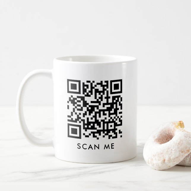 Taza De Café Personalizado Código QR moderno Escanear mi planti (Con donut)