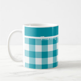 Taza De Café Personalizado Coffee Mug, Verde azulada Check Ging