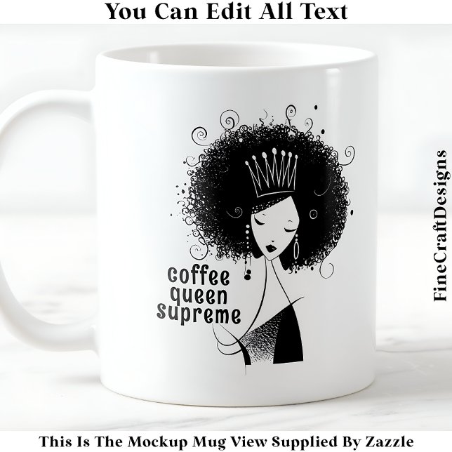 Taza De Café Personalizado Coffee Queen con Novedad Afro 040 (Subido por el creador)