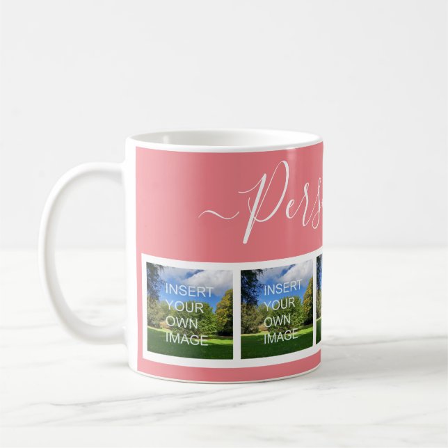 Taza De Café Personalizado Collage Cinco fotos personalizadas (Izquierda)