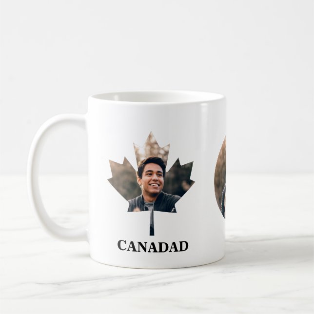Taza De Café Personalizado con forma de hoja de arce foto feliz (Izquierda)