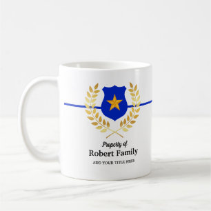 Taza De Café Personalizado con la marca Thin Blue Line: Insigni