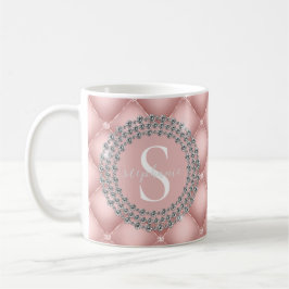 Taza De Café Personalizado con manchas de monograma rosado de R