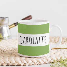 Taza De Café Personalizado con nombre verde personalizado