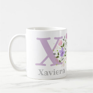 Taza De Café Personalizado con Nombre Xaviera y Primer Inicial.