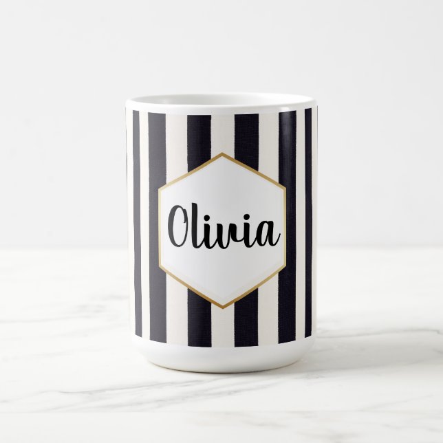 Taza De Café Personalizado con rayas blancas y negras (Centro)