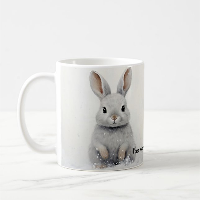 Taza De Café Personalizado Conejo de Invierno Mascota Amor Esté (Izquierda)