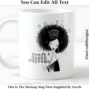 Taza De Café Personalizado Craft Queen con Novedad Afro 039