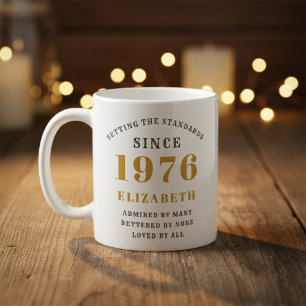 Taza De Café Personalizado Cumpleaños 50 1976 Agregar Nombre El