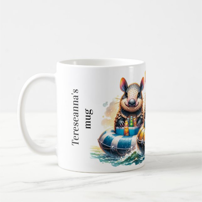 Taza De Café Personalizado Cute Armadillos Divirtiéndose De Tub (Izquierda)