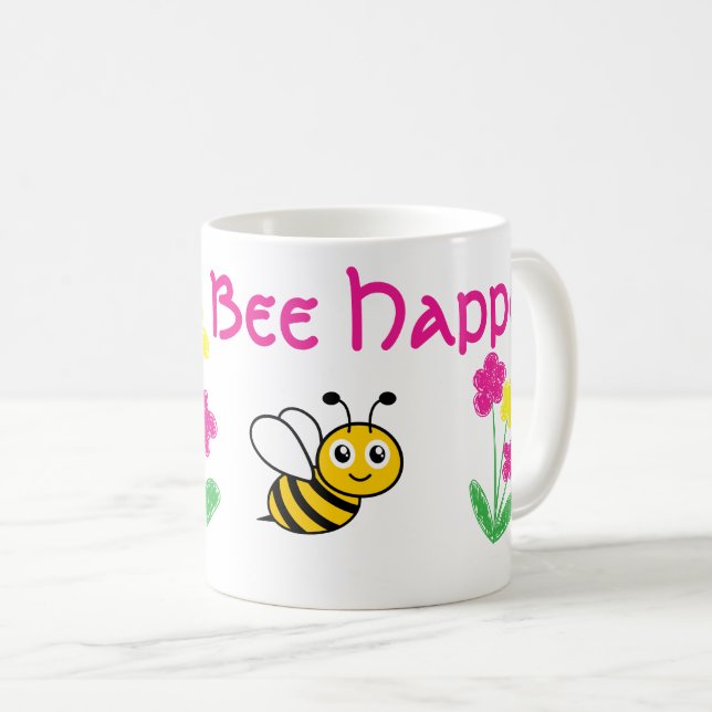 Taza De Café Personalizado Cute Bee Happy (Anverso derecho)