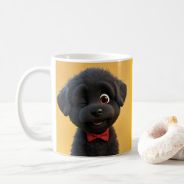 Taza De Café Personalizado Cute Black Puppy Mug - Regalo Adorab