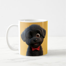 Taza De Café Personalizado Cute Black Puppy Mug - Regalo Adorab