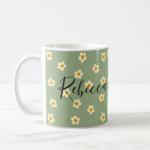 Taza De Café Personalizado Cute Moderno Patrón de Margarita Ver