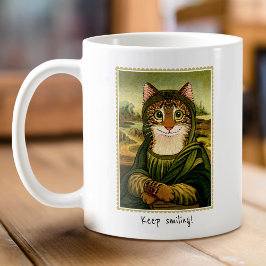 Taza De Café Personalizado Cute Mona Lisa Cat Textos