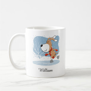 Taza De Café Personalizado Cute Perro Cachorro Patinaje Hielo D