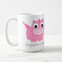 Taza De Café Personalizado Cute Pink Dino Kawaii