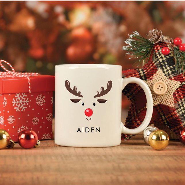 Taza De Café Personalizado Cute Reindeer Face Classic Mug (Subido por el creador)