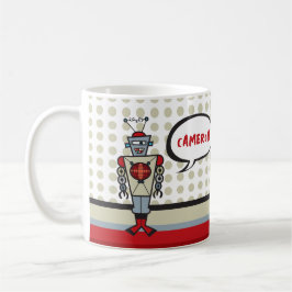 Taza De Café Personalizado Cute Robot Rojo Divertido Retro Niño