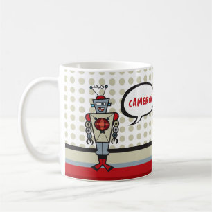 Taza De Café Personalizado Cute Robot Rojo Divertido Retro Niño