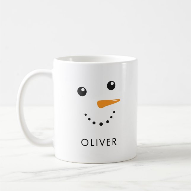 Taza De Café Personalizado Cute Snowman Face Classic (Izquierda)