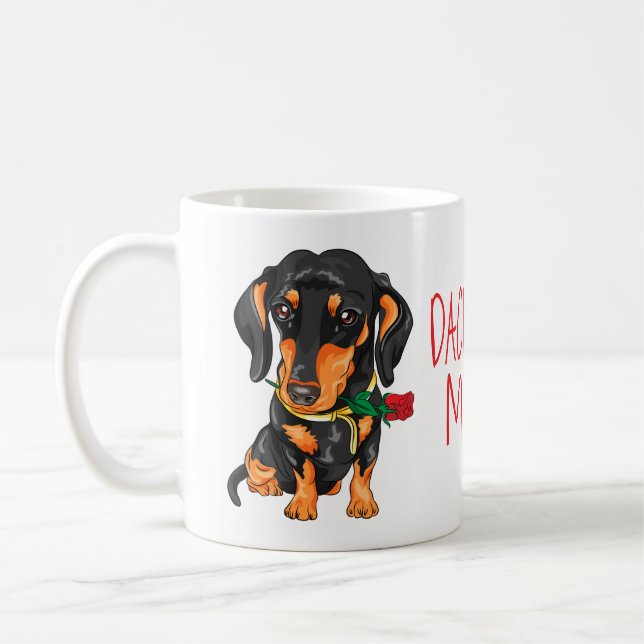 Taza De Café Personalizado Dachshund de regalo de mamá de cacho (Izquierda)
