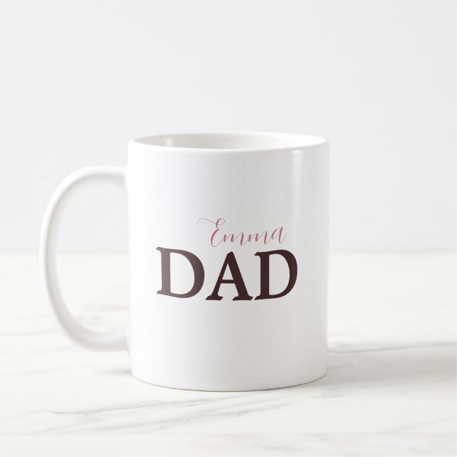 Taza De Café Personalizado Dad Mug con el nombre del niño (Izquierda)