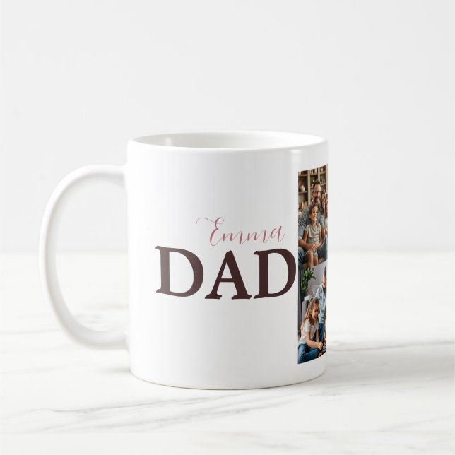 Taza De Café Personalizado Dad Mug con foto y nombre del niño (Izquierda)