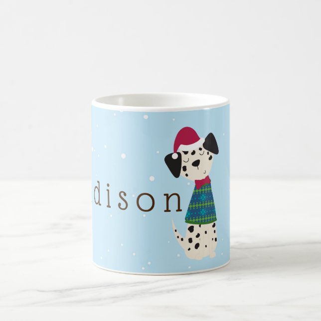 Taza De Café Personalizado Dalmatian en Navidades suéter (Centro)