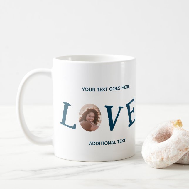 Taza De Café Personalizado de amor azul (Con donut)