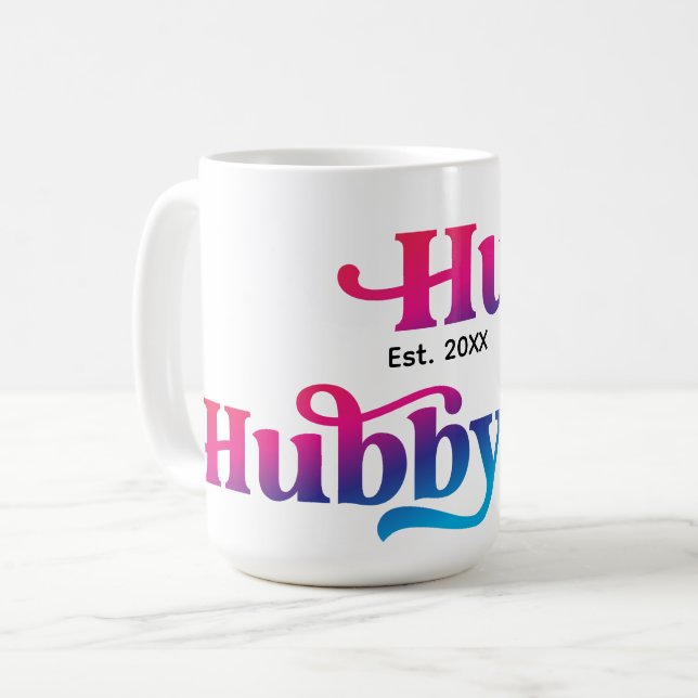 Taza De Café Personalizado de Aniversario de Pareja Hubby Boda  (Anverso izquierdo)