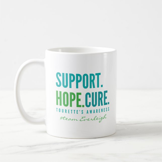 Taza De Café personalizado de apoyo de tourette nombre personal (Izquierda)