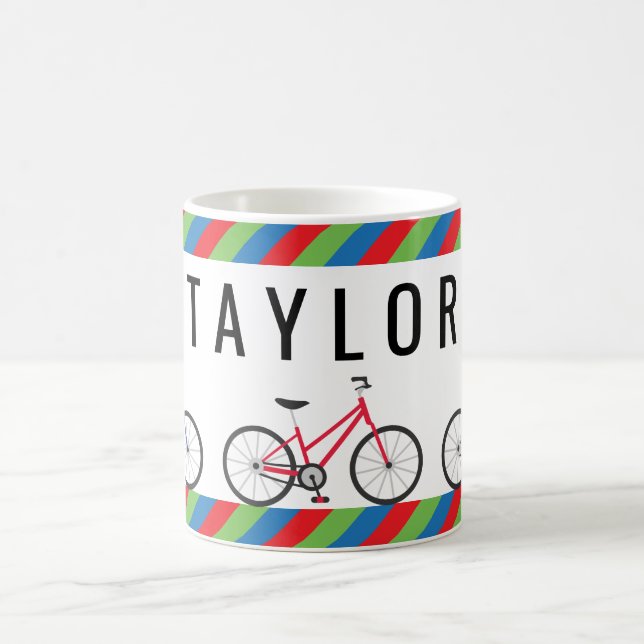 Taza De Café Personalizado de bicicletas coloridas Mug personal (Centro)