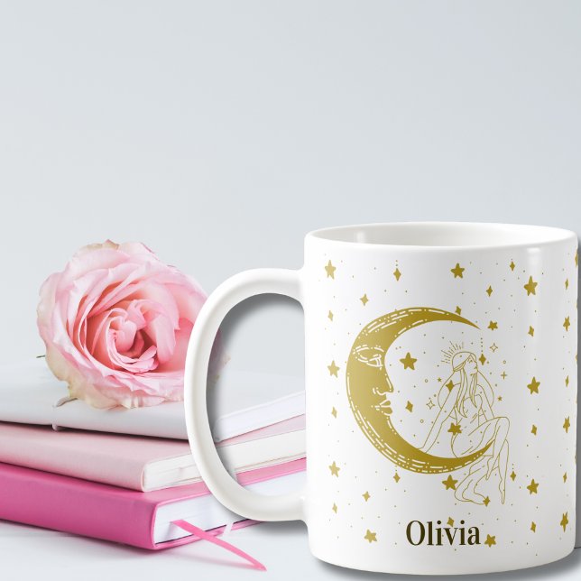 Taza De Café Personalizado de Boho Celestial Woman Whimsical Mo (Subido por el creador)