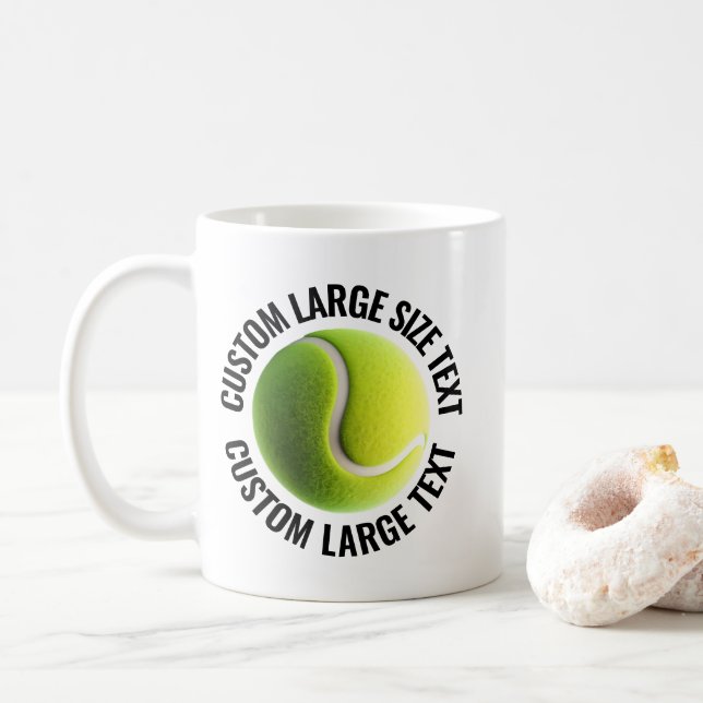 Taza De Café Personalizado de bolas de tenis Texto personalizad (Con donut)