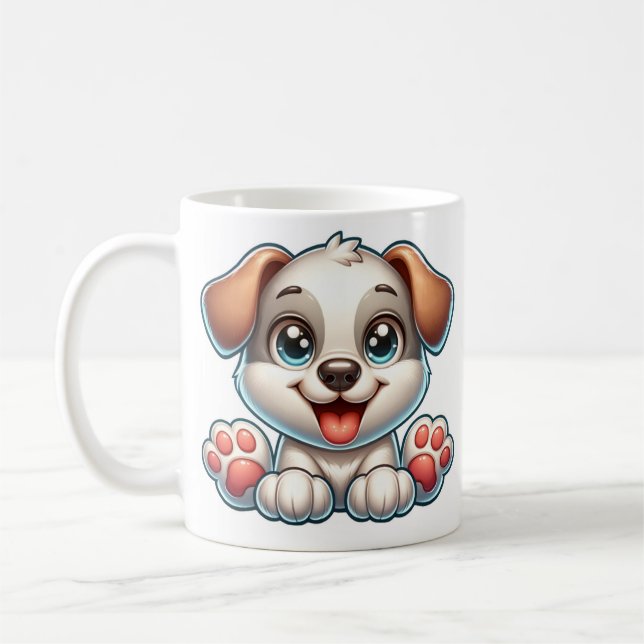 Taza De Café Personalizado de Cachorro Feliz, Perro Adorable (Izquierda)