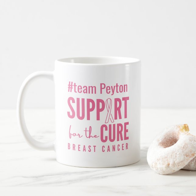 Taza De Café personalizado de cáncer de mama #cura de apoyo a n (Con donut)