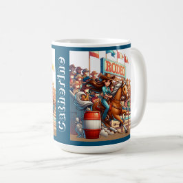 Taza De Café Personalizado de Carreras de barril de Rodeo Occid