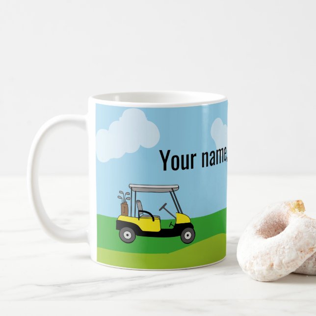 Taza De Café Personalizado de carrito de golf personalizado (Con donut)