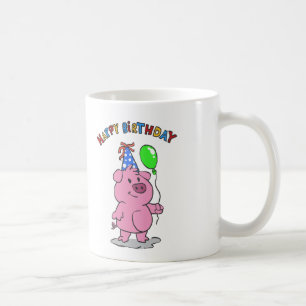 Taza De Café personalizado de cerdo de cumpleaños  elegir colo