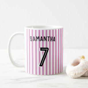 Taza De Café Personalizado de Chica de fútbol jugador y número