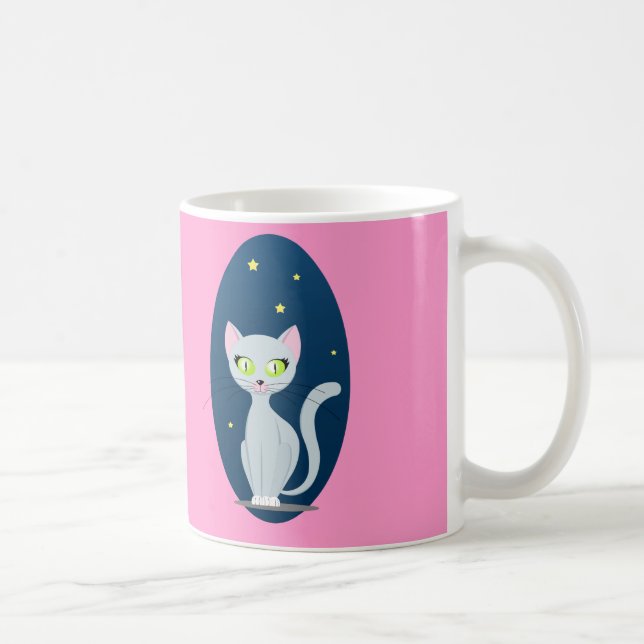 Taza De Café Personalizado de cielo estrellado de felino lindo  (Derecha)